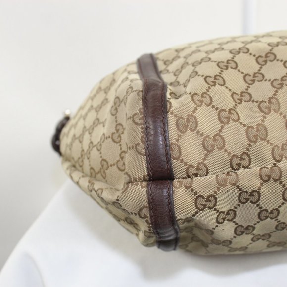 GUCCI Beige/Ebony GG Canvas Techno Horsebit Medium Hobo Bag - Picture 14 of 14